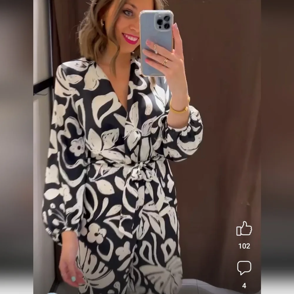 ZARA * SATIN LONG PRINT JUMPSUIT - Picture 9 of 11